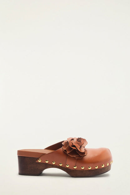 Brown Flower Clog