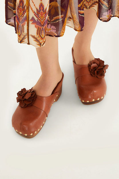 Brown Flower Clog