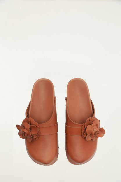 Brown Flower Clog