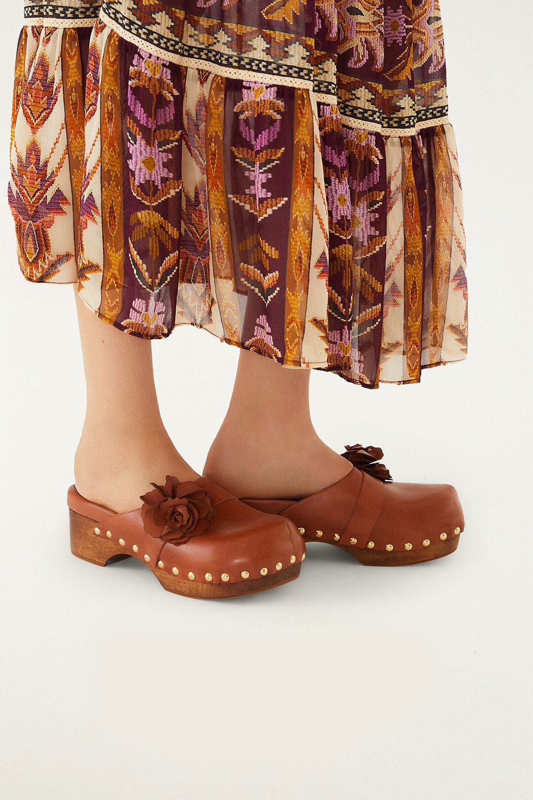 Brown Flower Clog