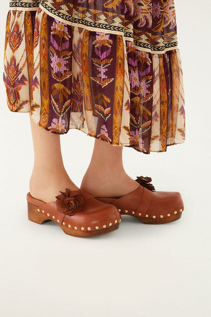 Brown Flower Clog