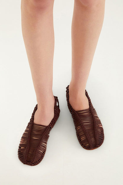 Brown Macrame Mary Jane Ballerina