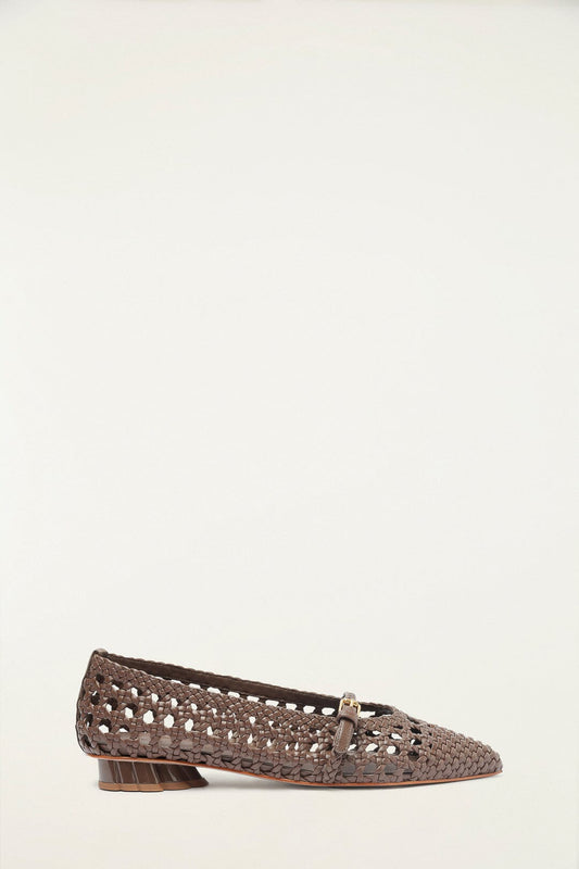 Brown Woven Mary Jane Ballerina
