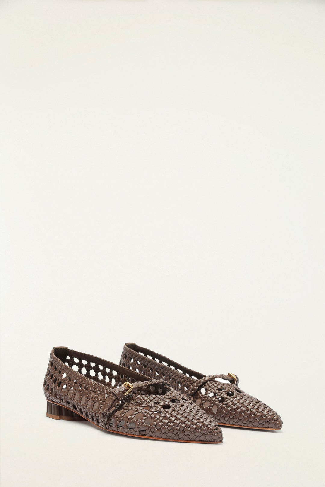 Brown Woven Mary Jane Ballerina