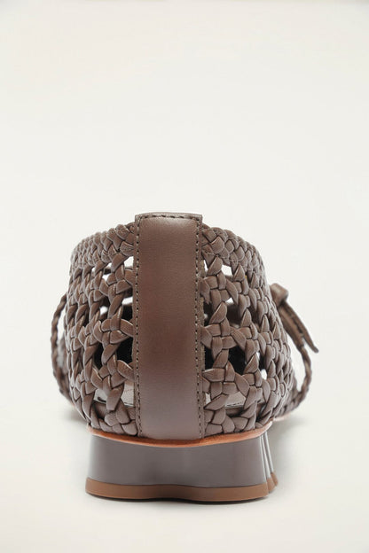 Brown Woven Mary Jane Ballerina