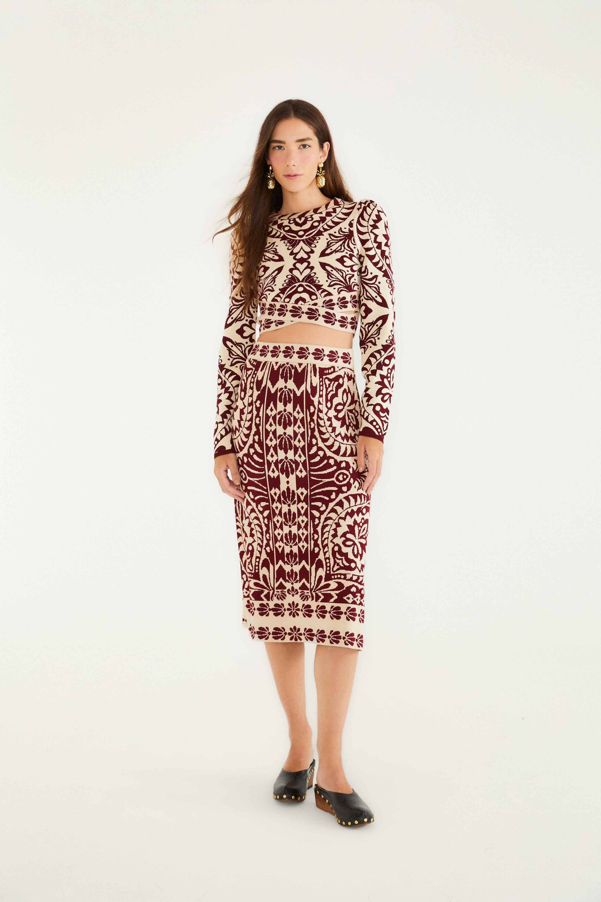 Burgundy Pineapple Love Knit Top