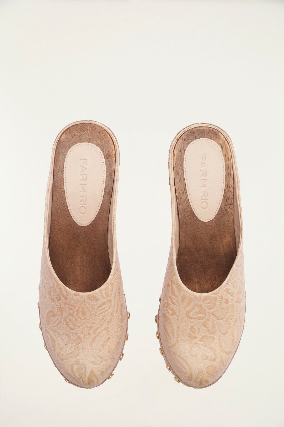 Cream Embossed Wedge Clog