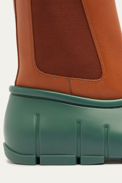 Forest Green Monstera Rain Chelsea Boot