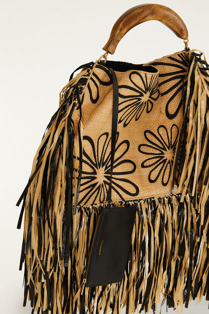 Fringed Raffia Mini Bag