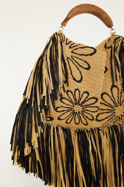 Fringed Raffia Mini Bag