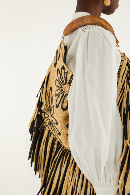 Fringed Raffia Mini Bag