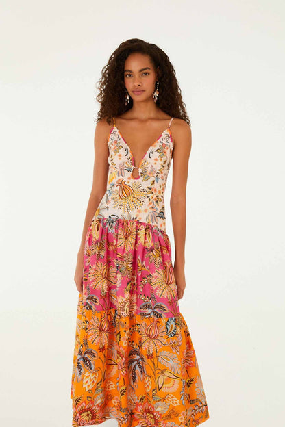 Multicolor Ligia Floral Mix  Maxi Dress