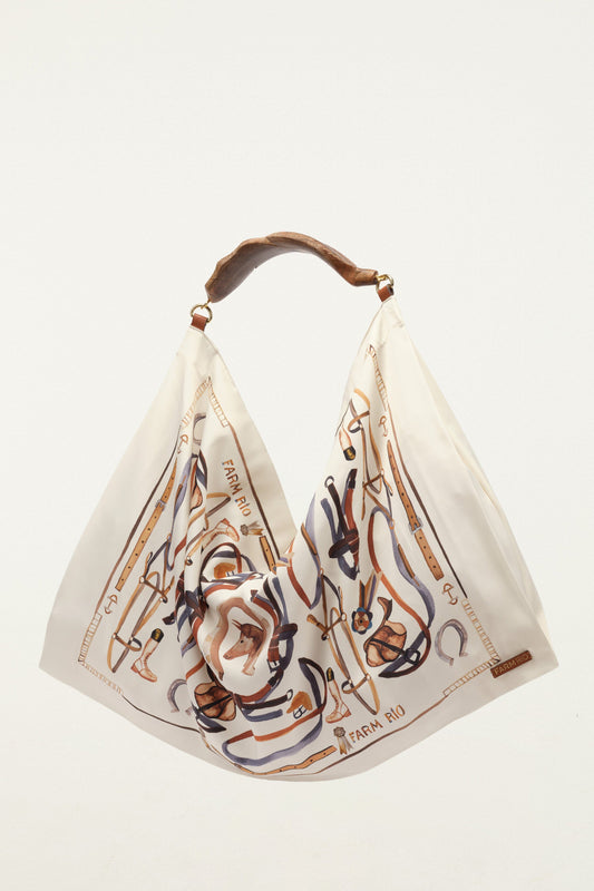 Off-White Horses Satin Medium Scarf Bag