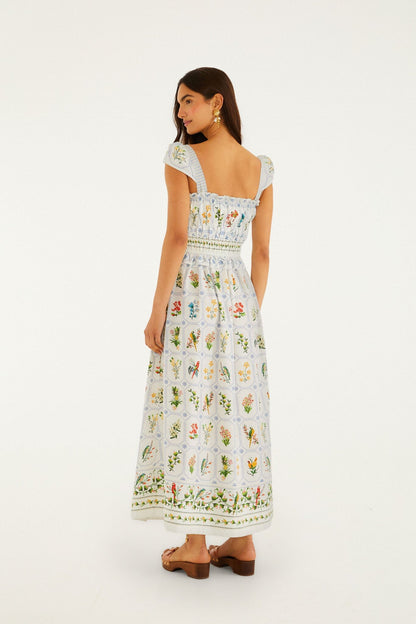Off-White Tropical Porcelain  Maxi Dress