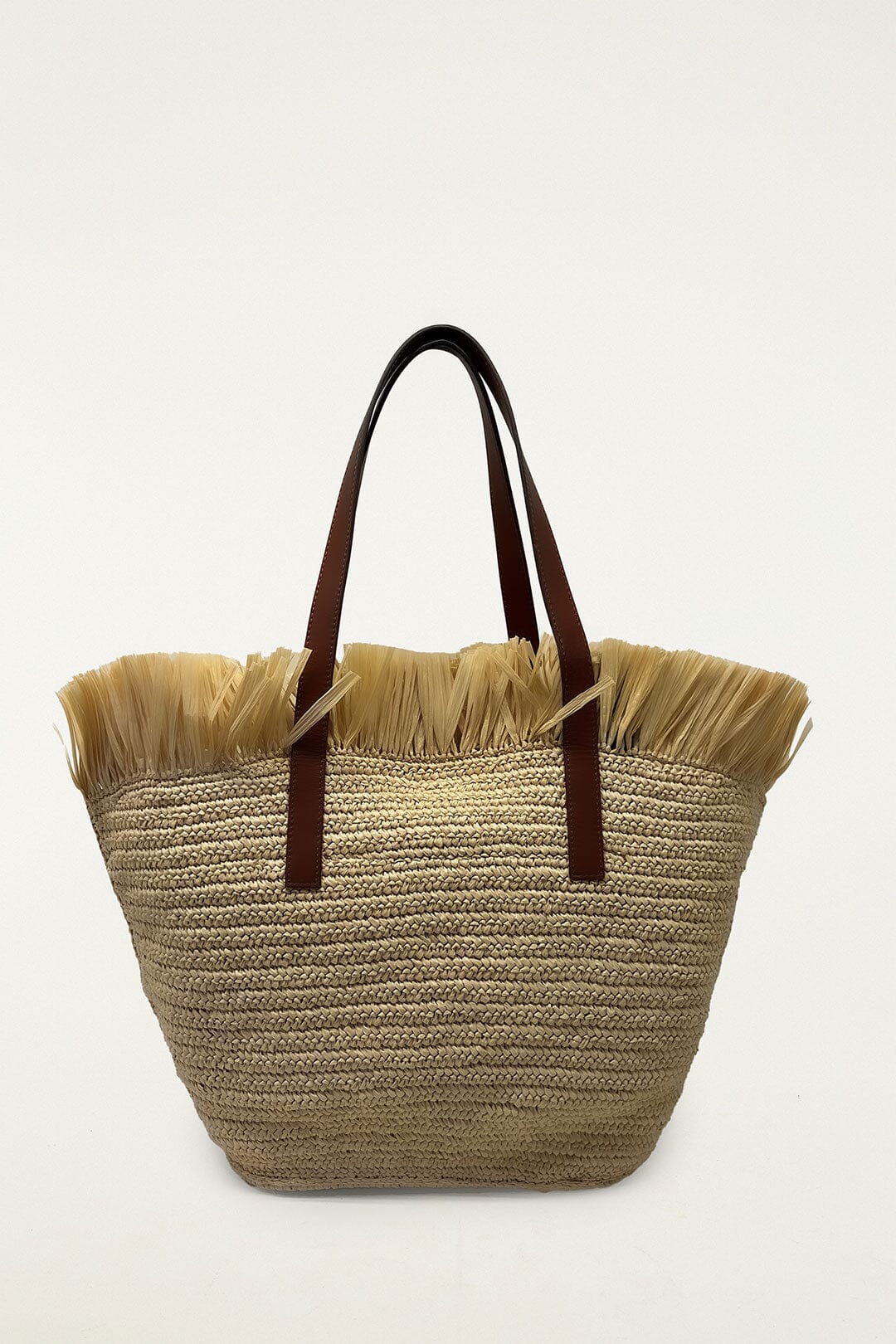 Printed Raffia Basket Bag