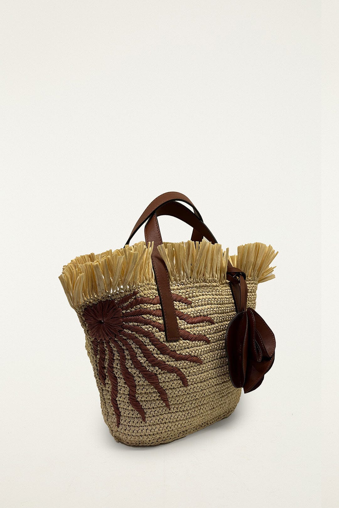 Printed Raffia Mini Basket Bag