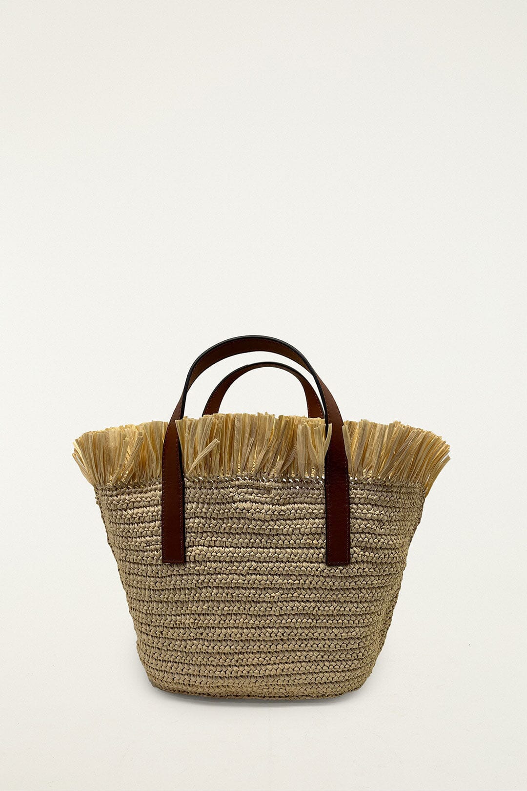 Printed Raffia Mini Basket Bag