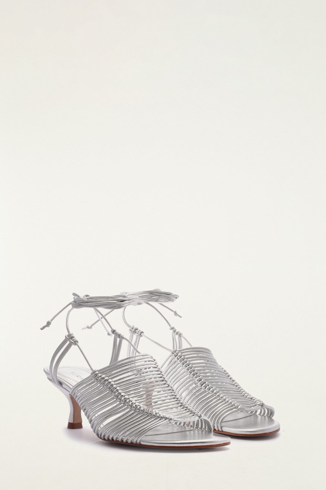 Silver Macrame Heeled Sandal