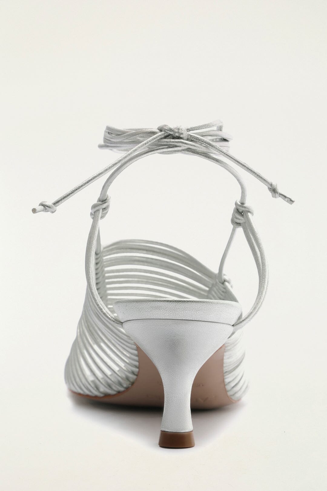 Silver Macrame Heeled Sandal